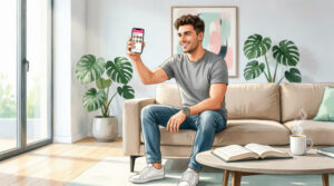 tinder profile tips - man with smartphone showing matches