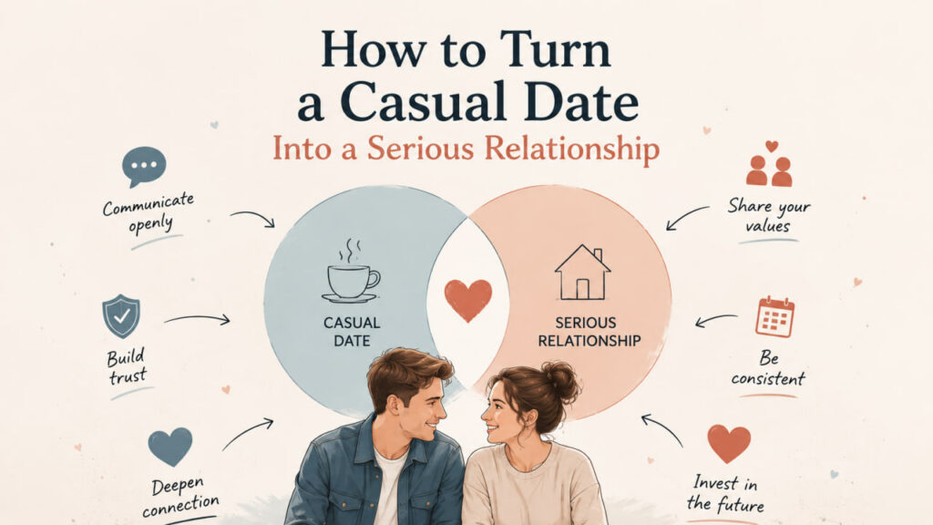 couple having serious conversation about making relationship official with calendar planning future together in modern cafe