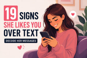 Woman smiling while texting someone she likes on her smartphone